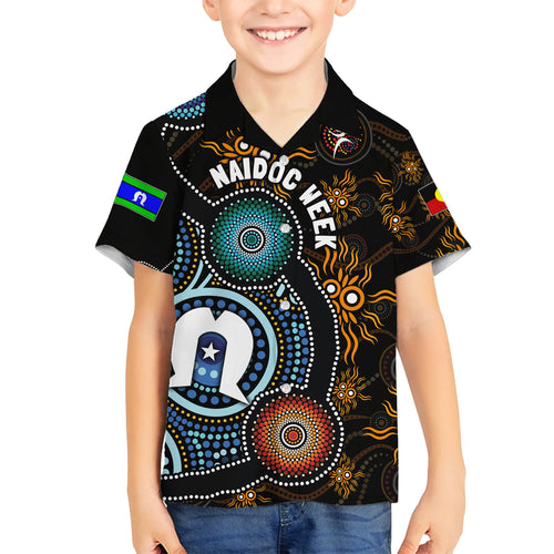 NAIDOC Week 2024 Aussie Aboriginal Kid Hawaiian Shirt Sparks of Fire