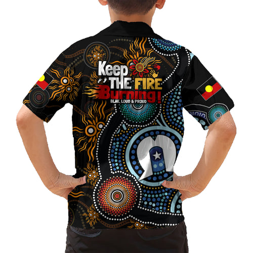 NAIDOC Week 2024 Aussie Aboriginal Kid Hawaiian Shirt Sparks of Fire