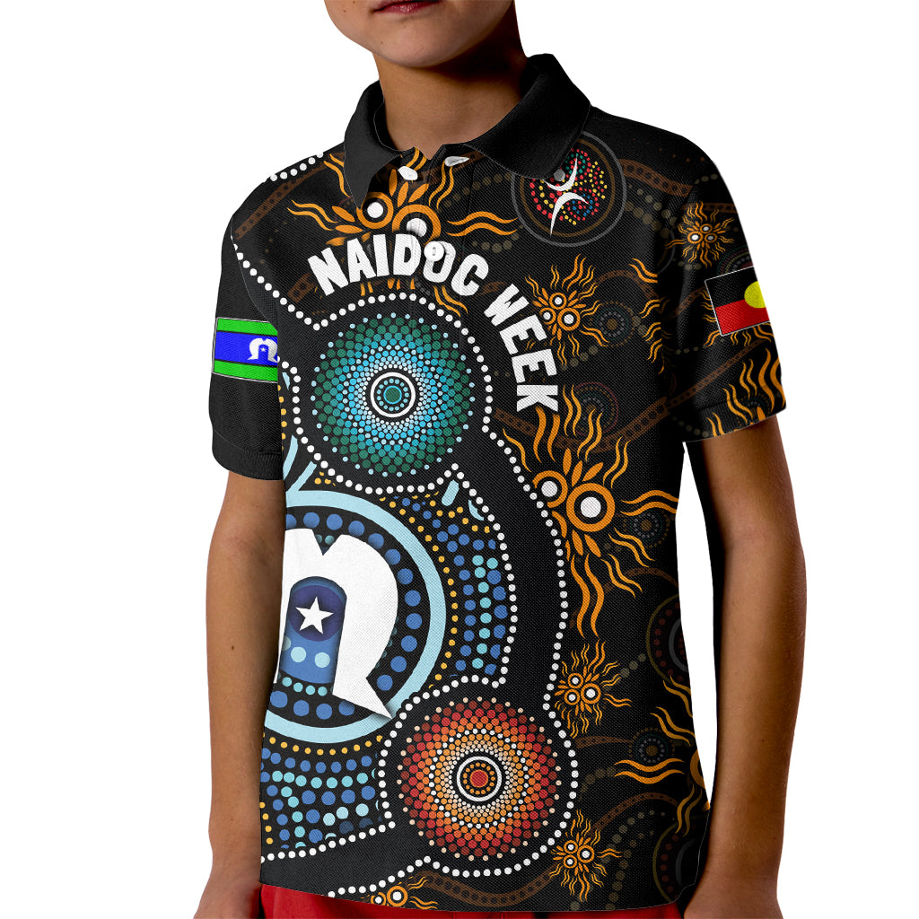 NAIDOC Week 2024 Aussie Aboriginal Kid Polo Shirt Sparks of Fire