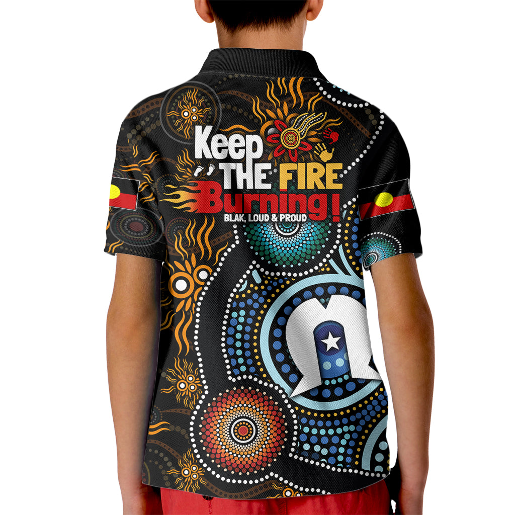 NAIDOC Week 2024 Aussie Aboriginal Kid Polo Shirt Sparks of Fire