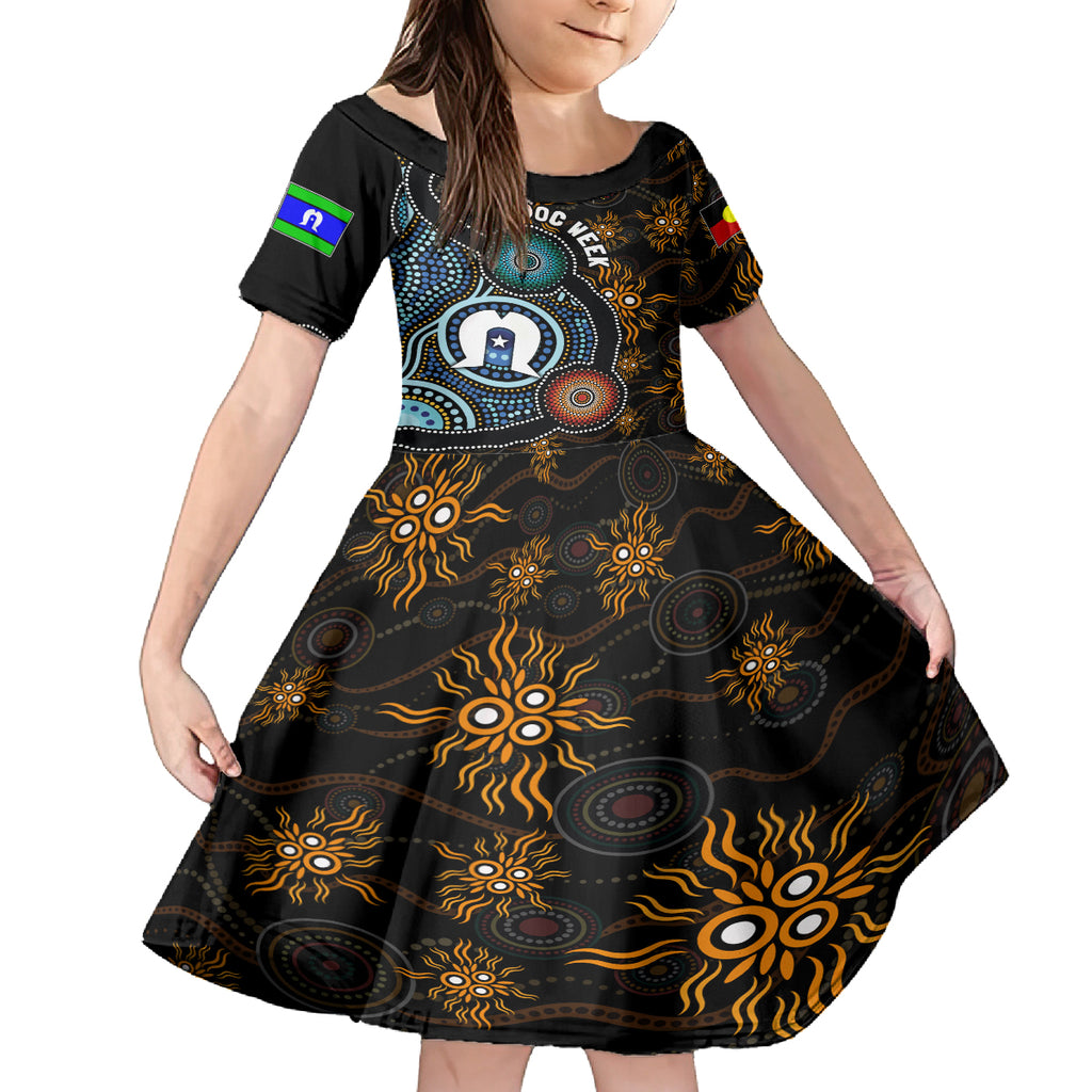 NAIDOC Week 2024 Aussie Aboriginal Kid Short Sleeve Dress Sparks of Fire