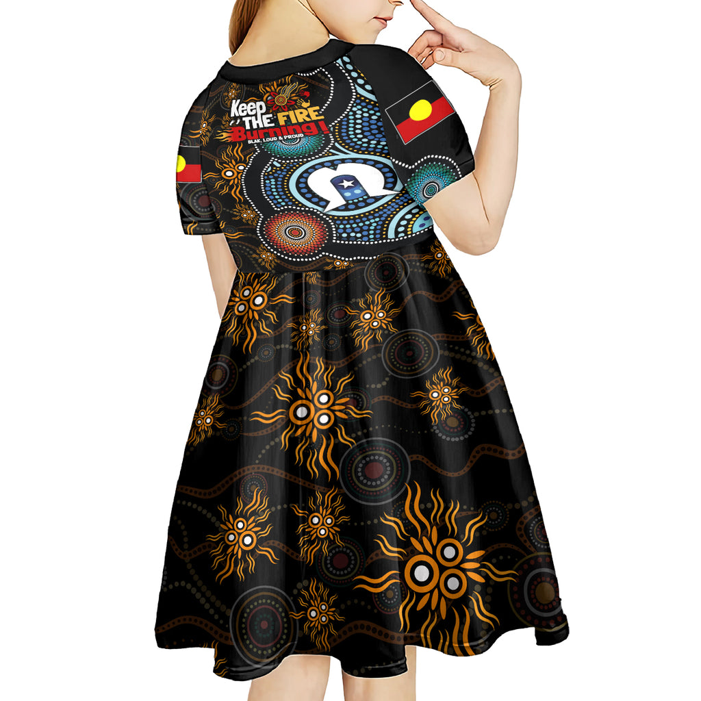 NAIDOC Week 2024 Aussie Aboriginal Kid Short Sleeve Dress Sparks of Fire