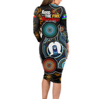 NAIDOC Week 2024 Aussie Aboriginal Long Sleeve Bodycon Dress Sparks of Fire