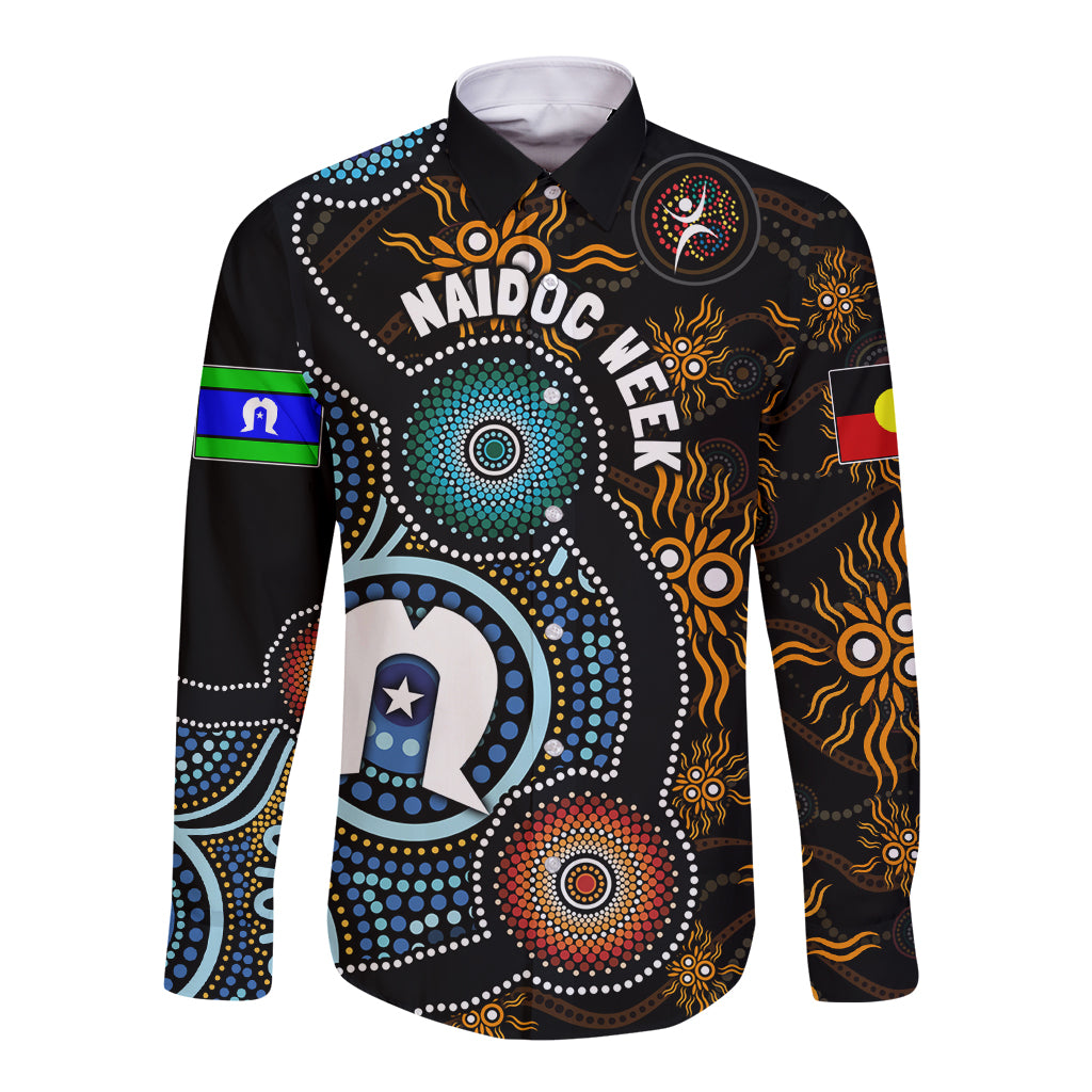 NAIDOC Week 2024 Aussie Aboriginal Long Sleeve Button Shirt Sparks of Fire