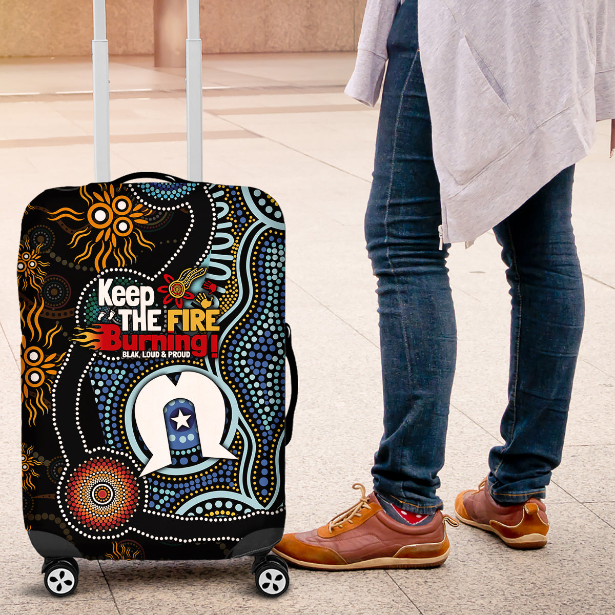 NAIDOC Week 2024 Aussie Aboriginal Luggage Cover Sparks of Fire