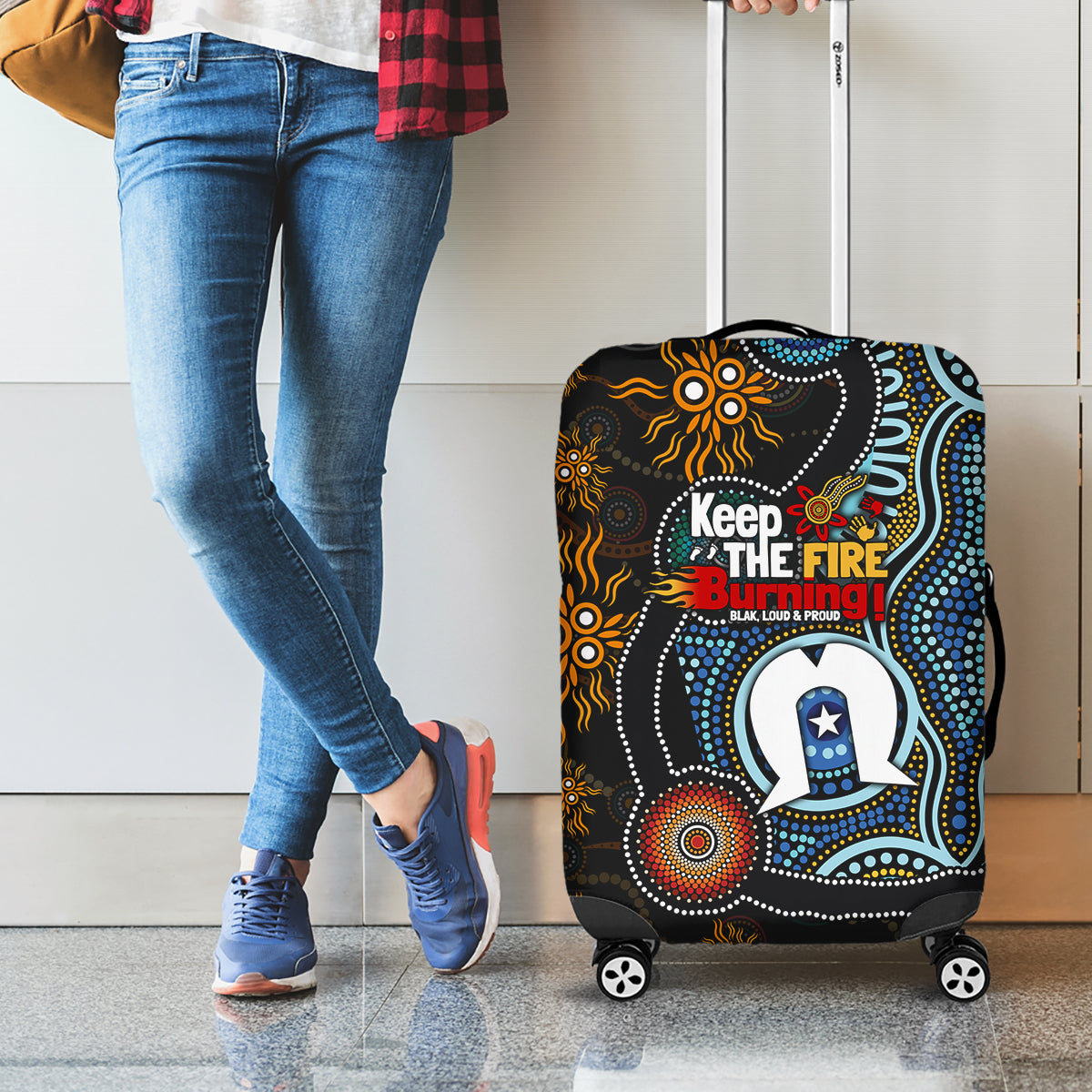 NAIDOC Week 2024 Aussie Aboriginal Luggage Cover Sparks of Fire