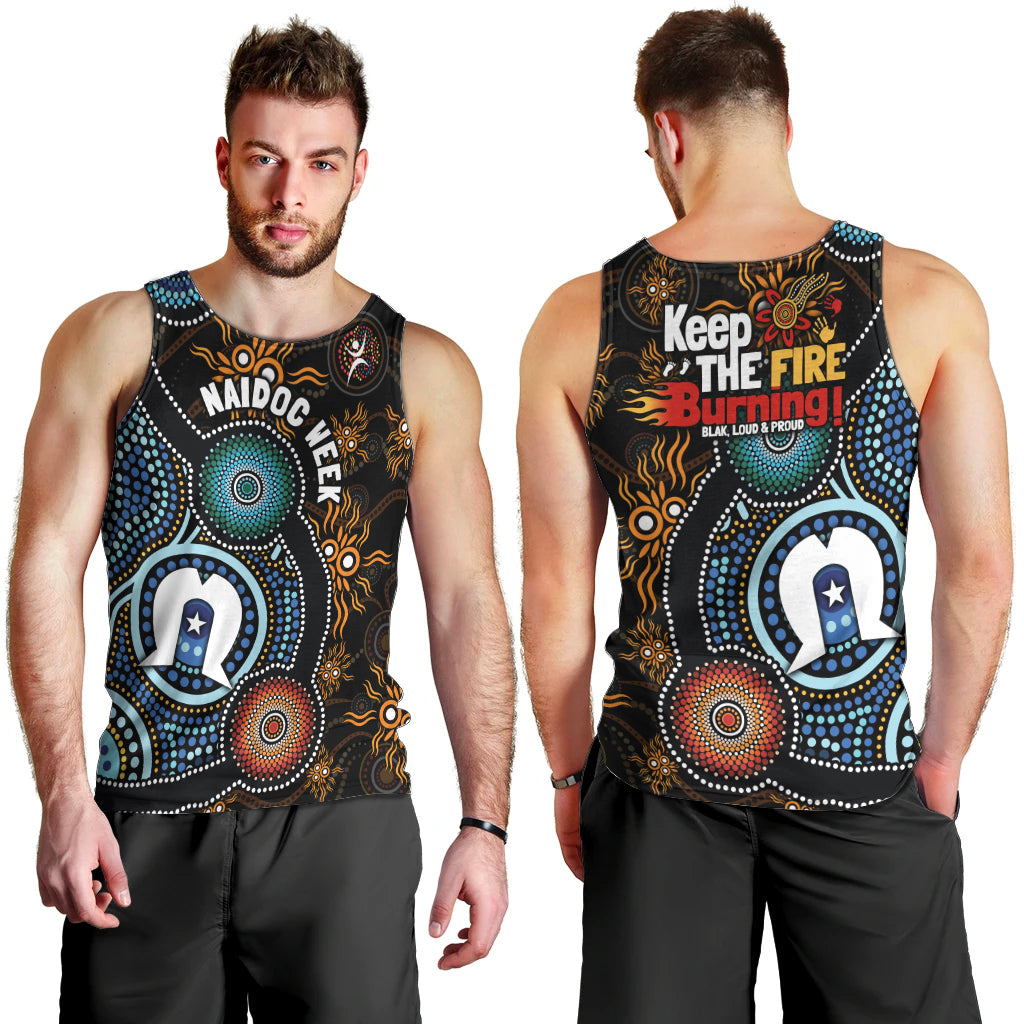 NAIDOC Week 2024 Aussie Aboriginal Men Tank Top Sparks of Fire