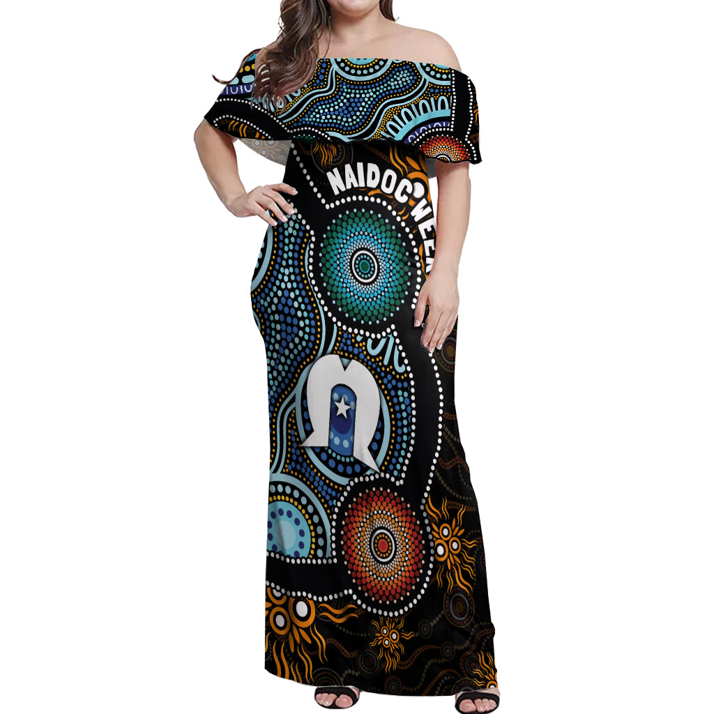 NAIDOC Week 2024 Aussie Aboriginal Off Shoulder Maxi Dress Sparks of Fire