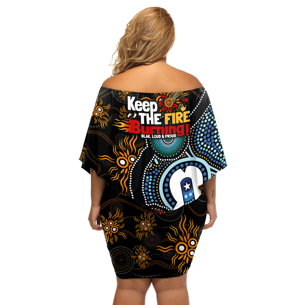 NAIDOC Week 2024 Aussie Aboriginal Off Shoulder Short Dress Sparks of Fire
