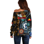 NAIDOC Week 2024 Aussie Aboriginal Off Shoulder Sweater Sparks of Fire