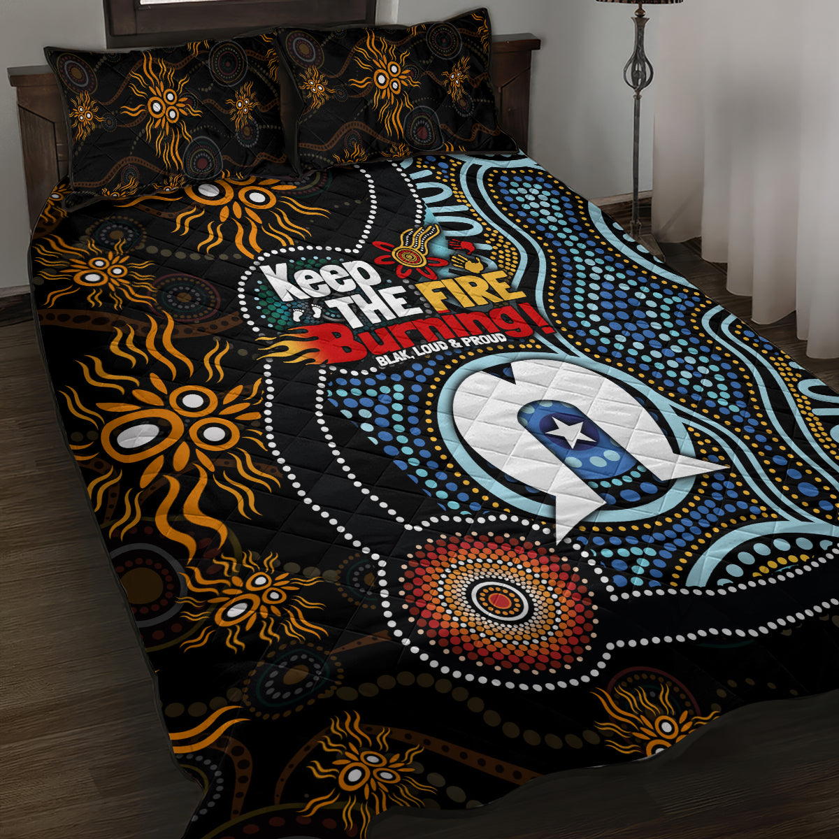 NAIDOC Week 2024 Aussie Aboriginal Quilt Bed Set Sparks of Fire