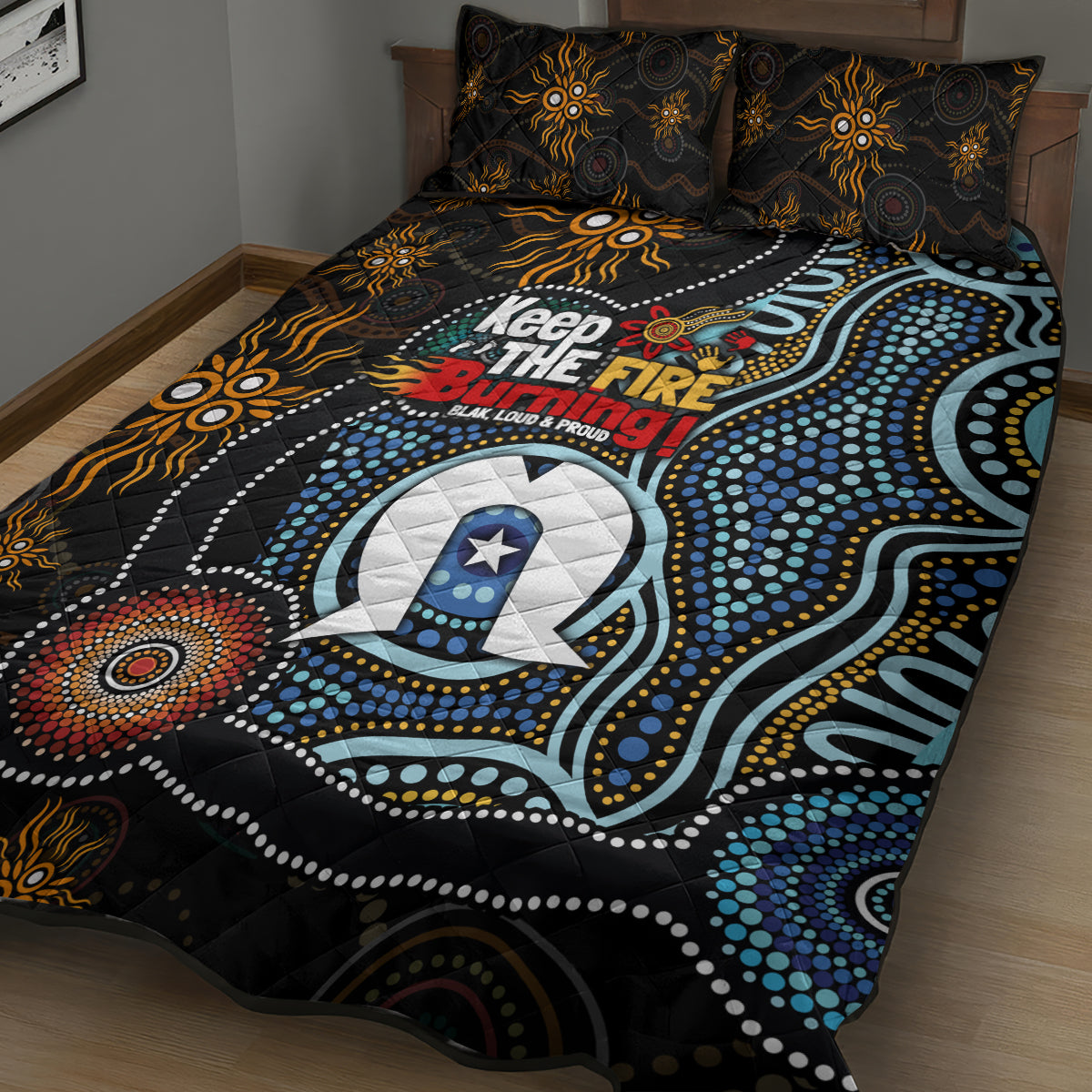NAIDOC Week 2024 Aussie Aboriginal Quilt Bed Set Sparks of Fire