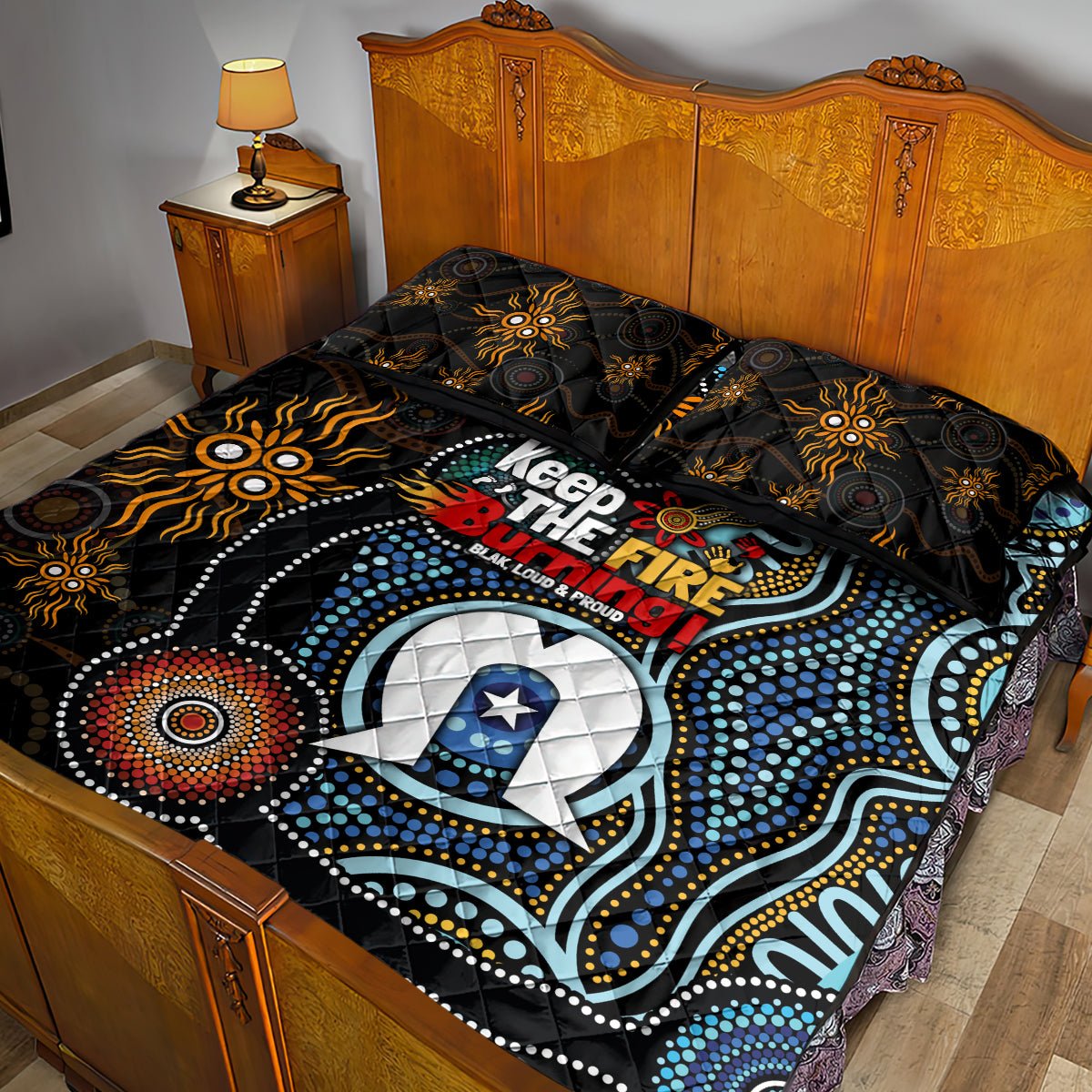 NAIDOC Week 2024 Aussie Aboriginal Quilt Bed Set Sparks of Fire