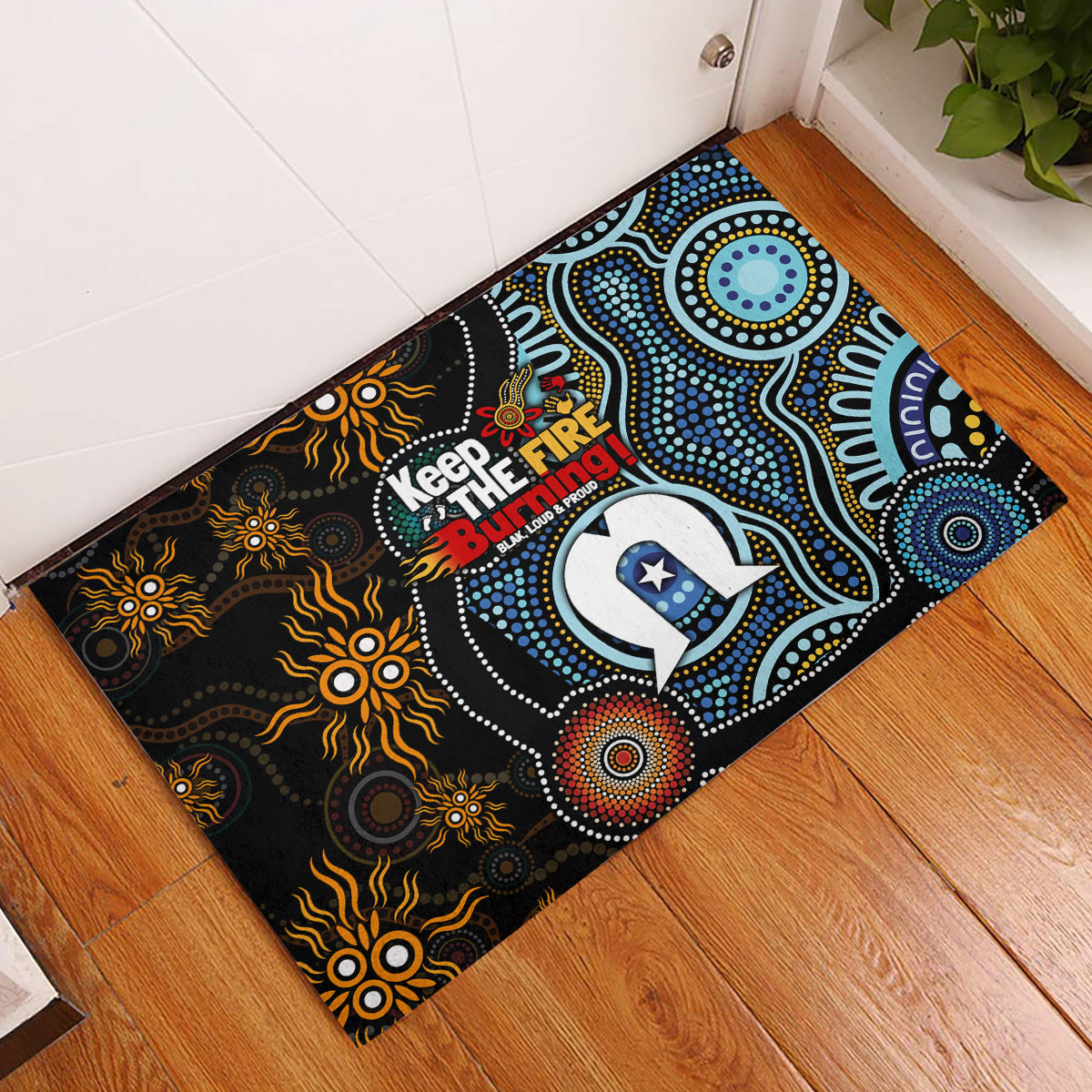NAIDOC Week 2024 Aussie Aboriginal Rubber Doormat Sparks of Fire
