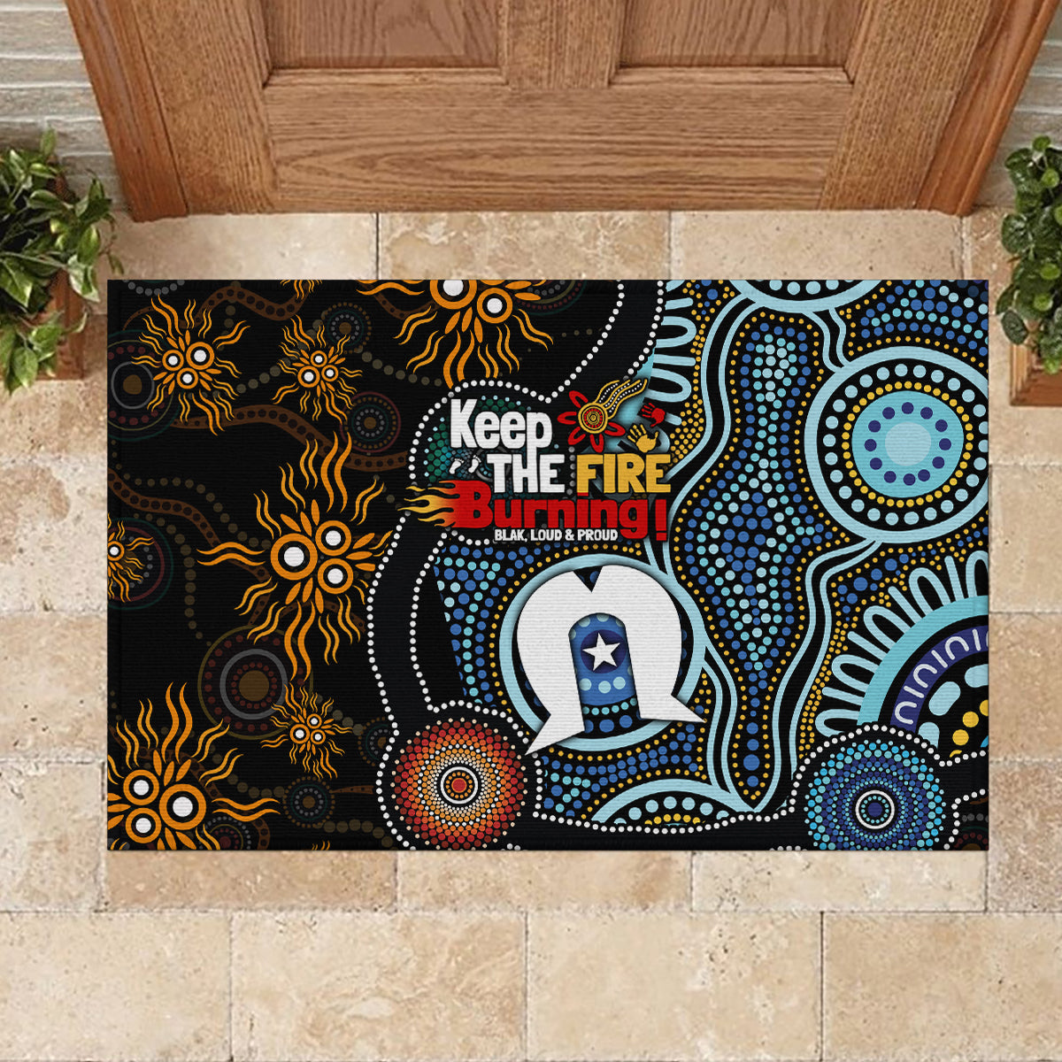 NAIDOC Week 2024 Aussie Aboriginal Rubber Doormat Sparks of Fire