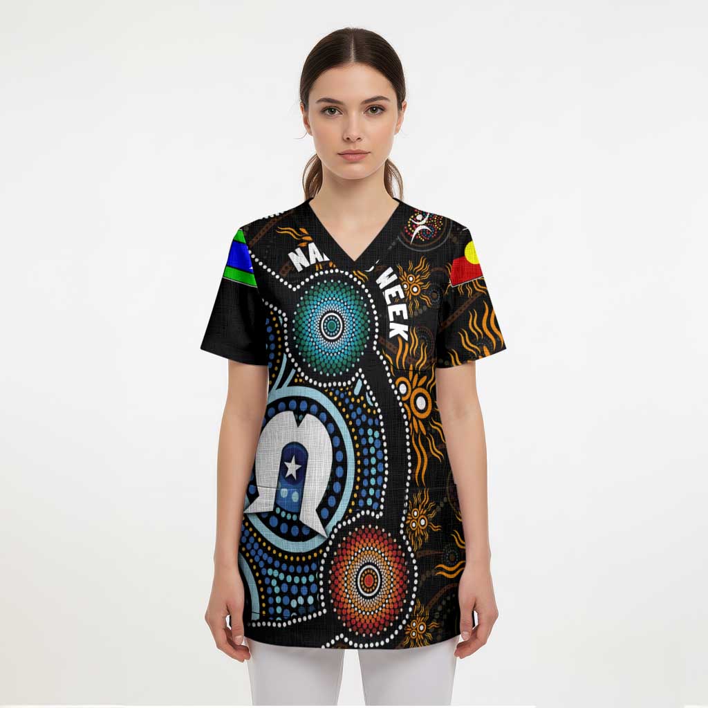 NAIDOC Week 2024 Aussie Aboriginal Scrub Top Sparks of Fire - Aussie Hoodie