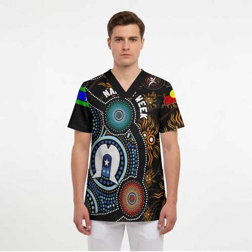NAIDOC Week 2024 Aussie Aboriginal Scrub Top Sparks of Fire - Aussie Hoodie