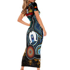 NAIDOC Week 2024 Aussie Aboriginal Short Sleeve Bodycon Dress Sparks of Fire