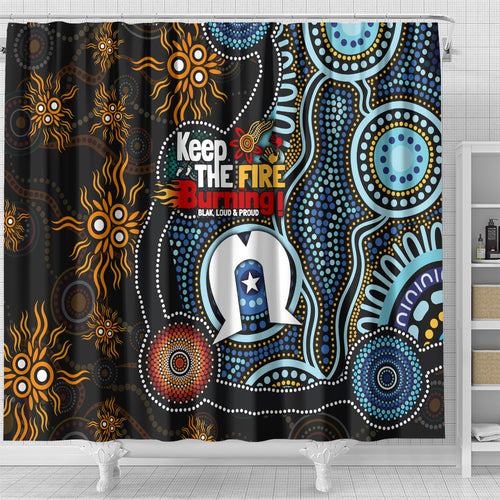 NAIDOC Week 2024 Aussie Aboriginal Shower Curtain Sparks of Fire