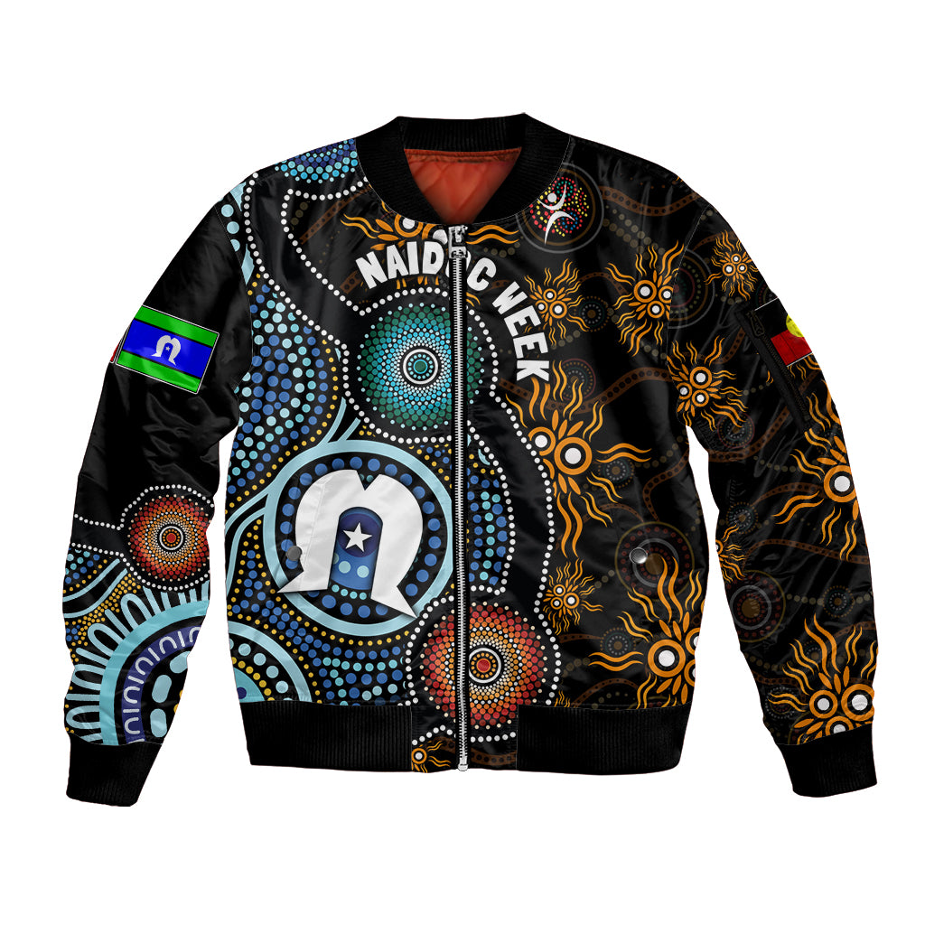NAIDOC Week 2024 Aussie Aboriginal Sleeve Zip Bomber Jacket Sparks of Fire