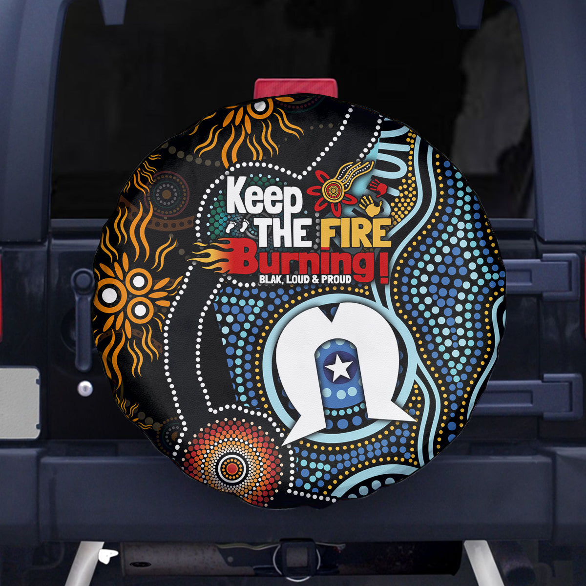 NAIDOC Week 2024 Aussie Aboriginal Spare Tire Cover Sparks of Fire