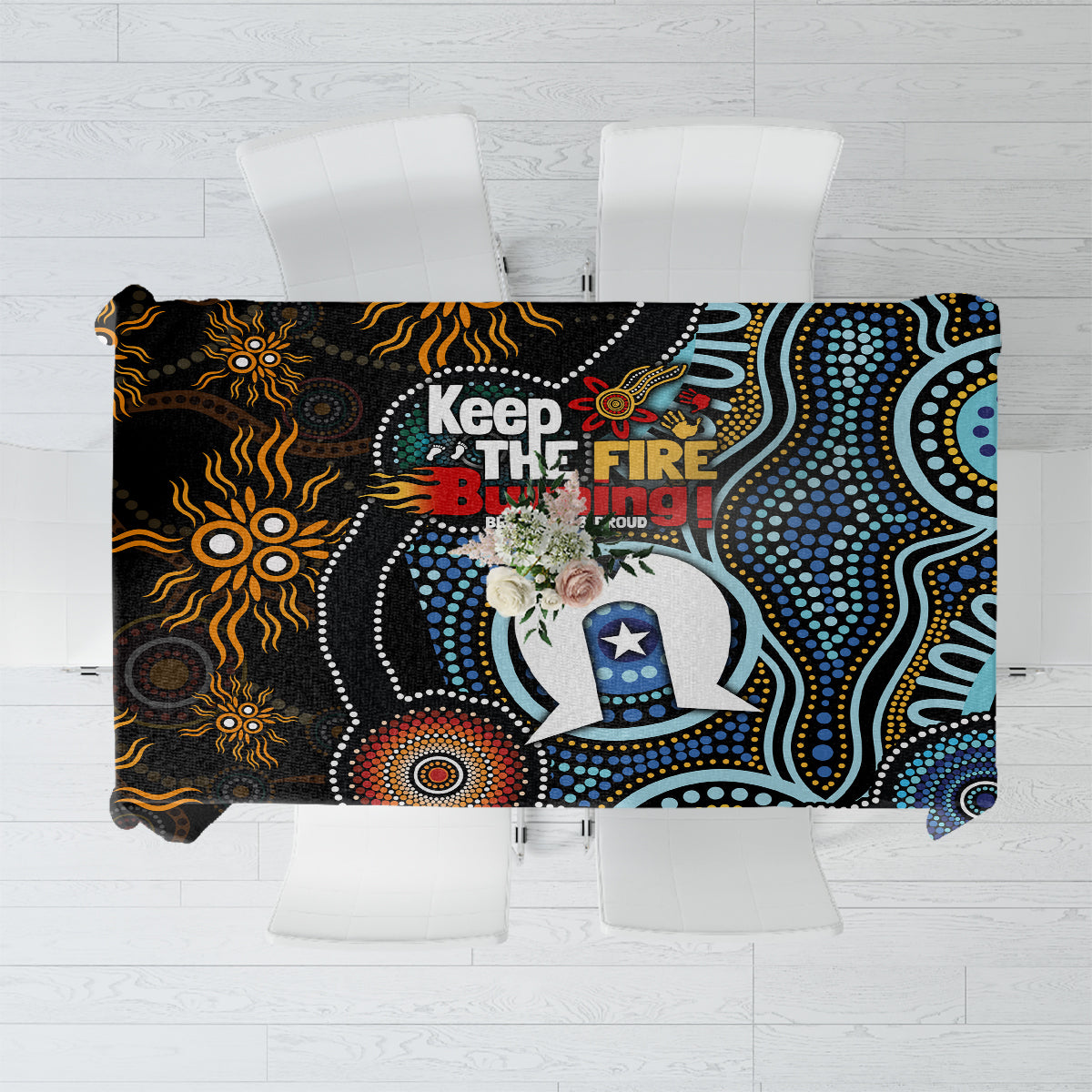 NAIDOC Week 2024 Aussie Aboriginal Tablecloth Sparks of Fire