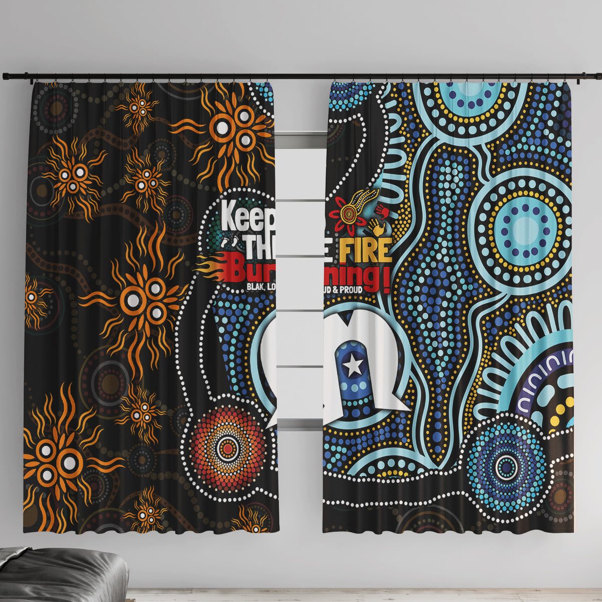 NAIDOC Week 2024 Aussie Aboriginal Window Curtain Sparks of Fire