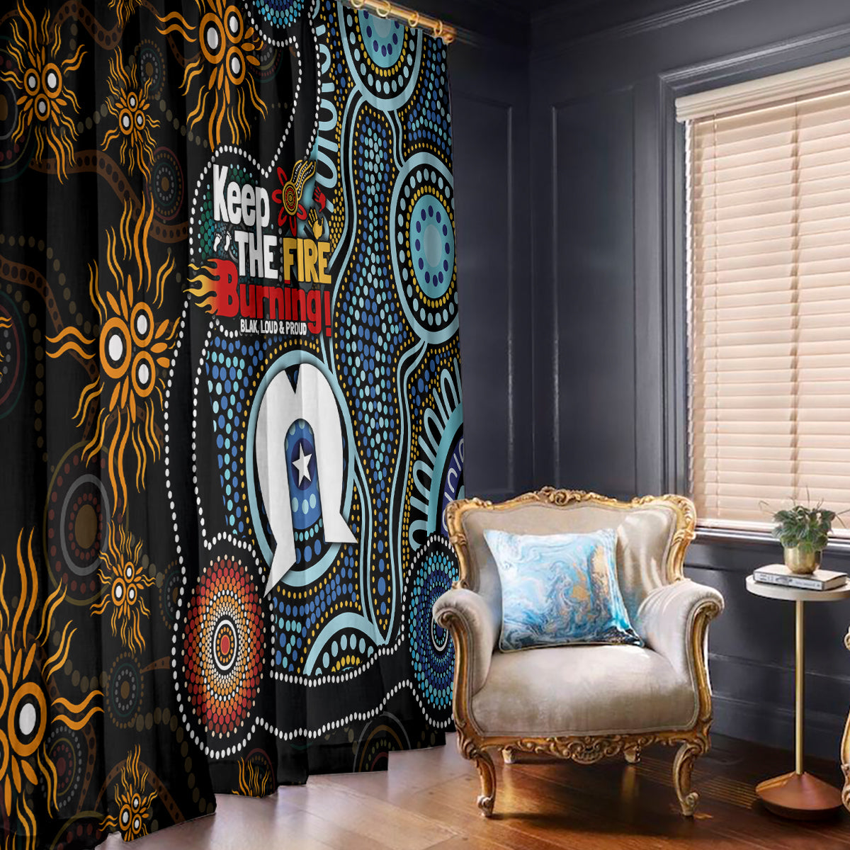 NAIDOC Week 2024 Aussie Aboriginal Window Curtain Sparks of Fire