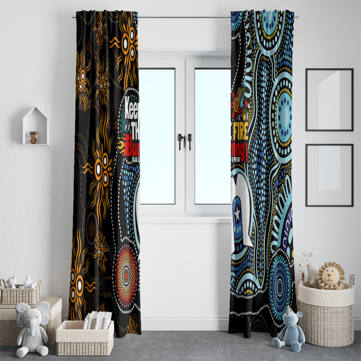 NAIDOC Week 2024 Aussie Aboriginal Window Curtain Sparks of Fire