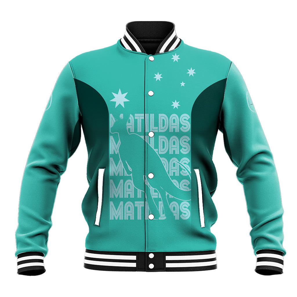 Australia Soccer Matildas Custom Baseball Jacket Turquoise Basic Gradient