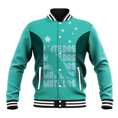 Australia Soccer Matildas Custom Baseball Jacket Turquoise Basic Gradient