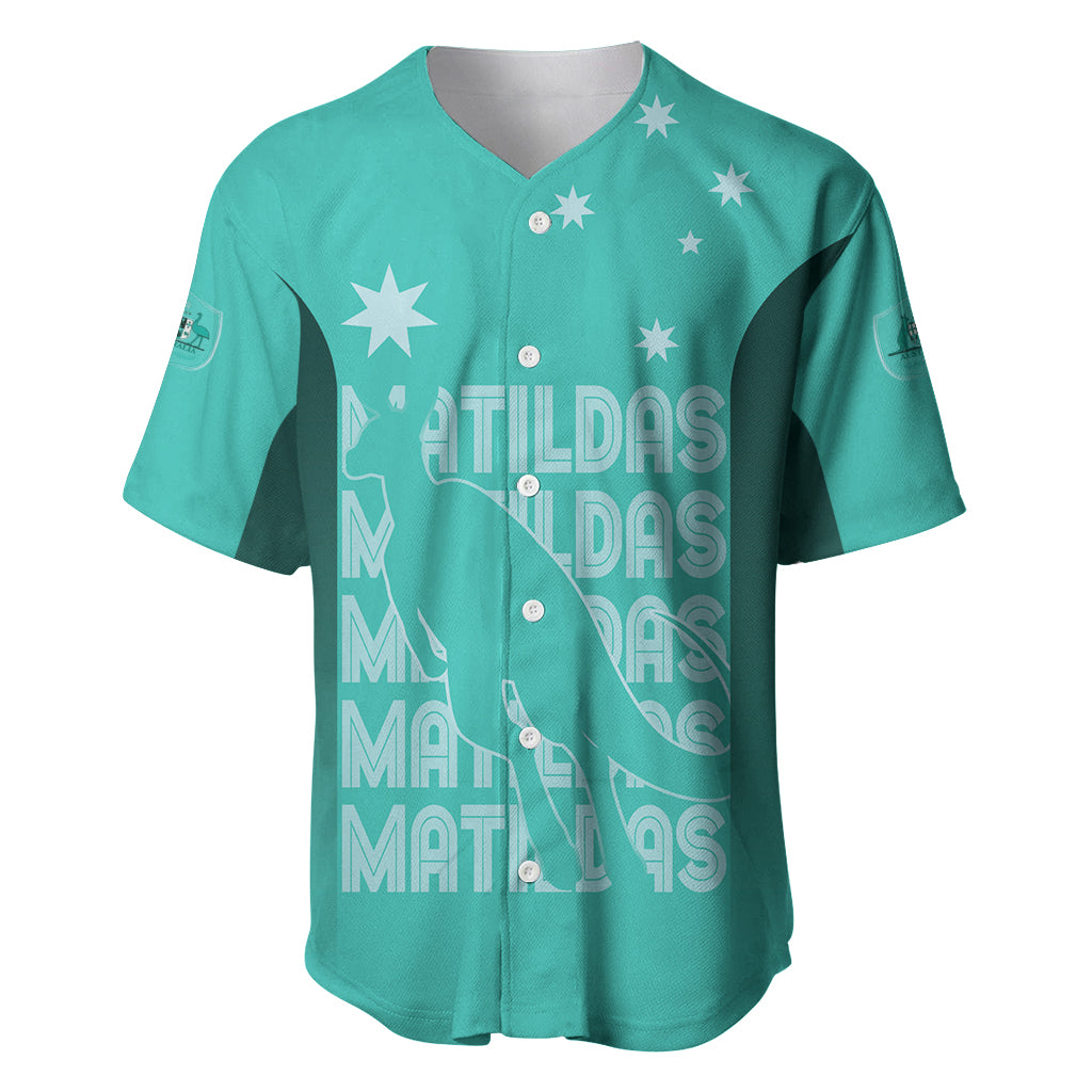 Australia Soccer Matildas Custom Baseball Jersey Turquoise Basic Gradient