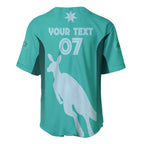 Australia Soccer Matildas Custom Baseball Jersey Turquoise Basic Gradient