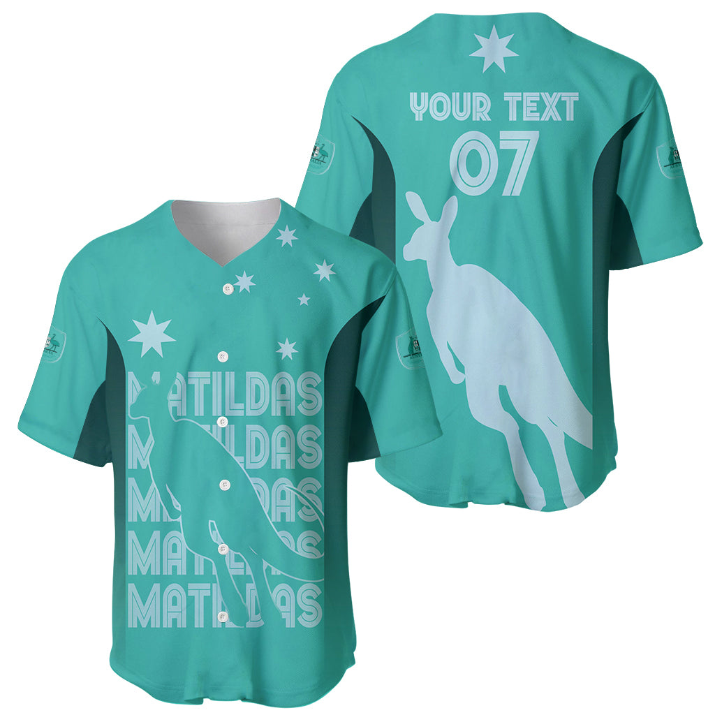 Australia Soccer Matildas Custom Baseball Jersey Turquoise Basic Gradient