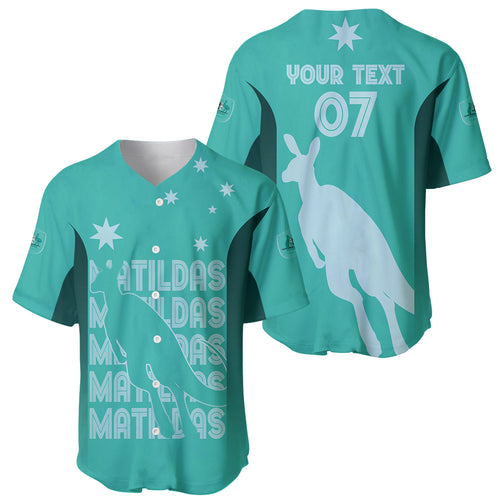 Australia Soccer Matildas Custom Baseball Jersey Turquoise Basic Gradient