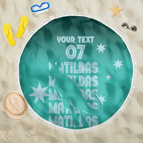 Australia Soccer Matildas Custom Beach Blanket Turquoise Basic Gradient