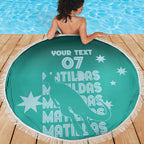 Australia Soccer Matildas Custom Beach Blanket Turquoise Basic Gradient