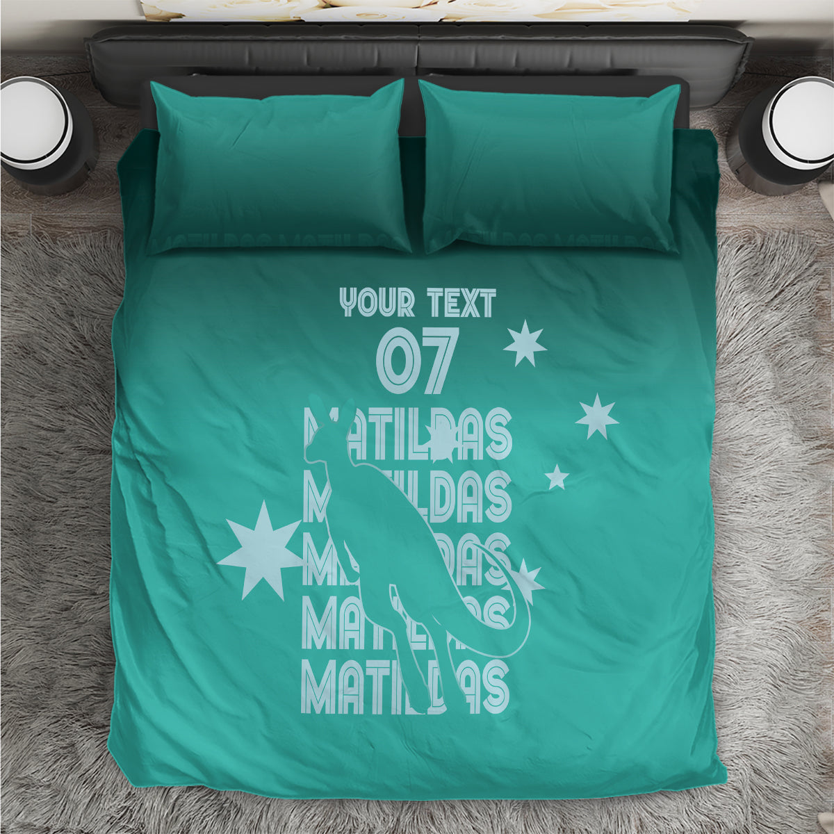 Australia Soccer Matildas Custom Bedding Set Turquoise Basic Gradient