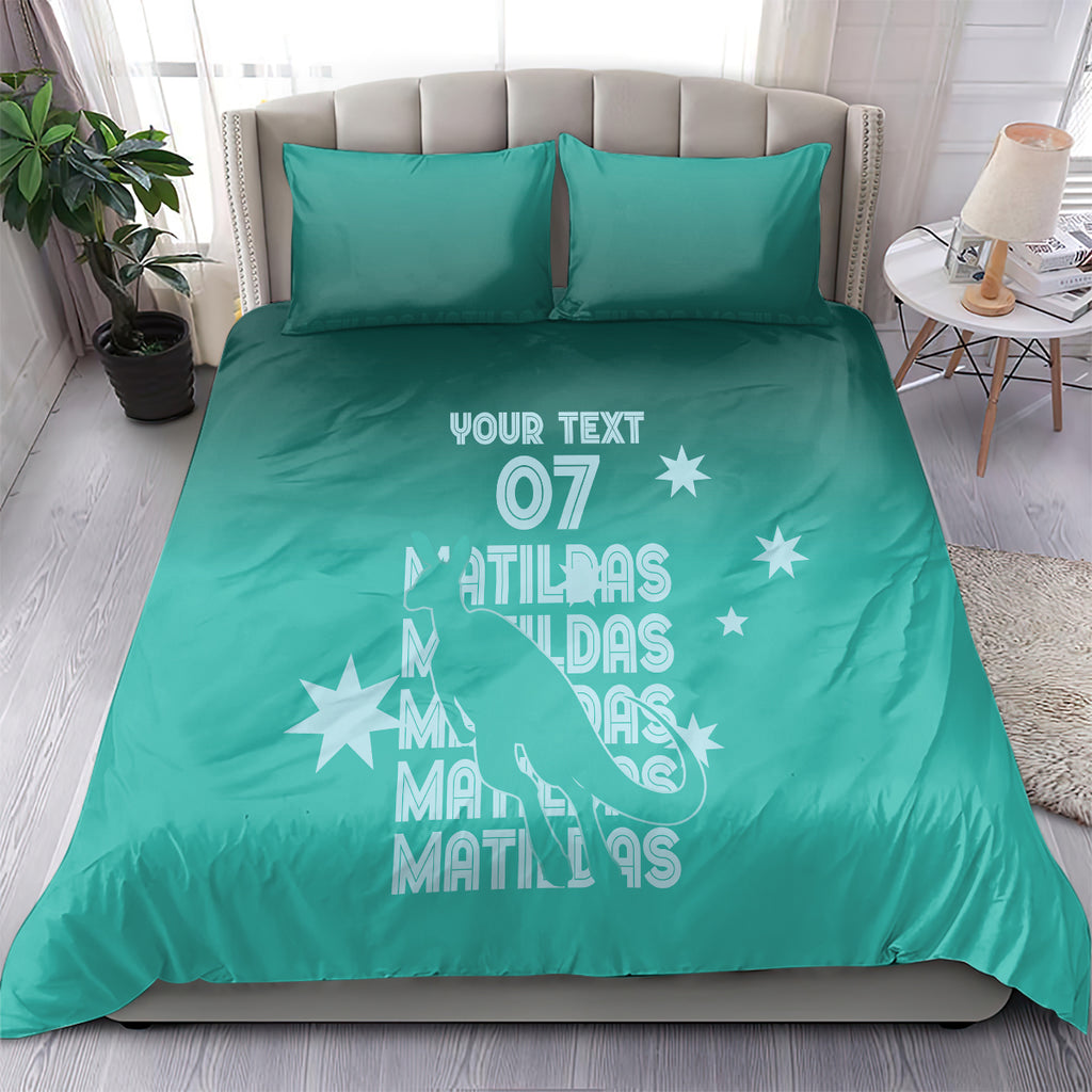 Australia Soccer Matildas Custom Bedding Set Turquoise Basic Gradient
