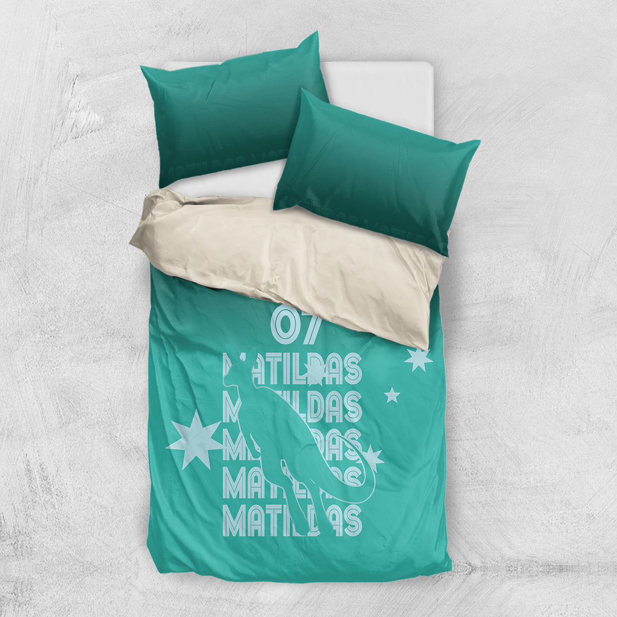 Australia Soccer Matildas Custom Bedding Set Turquoise Basic Gradient
