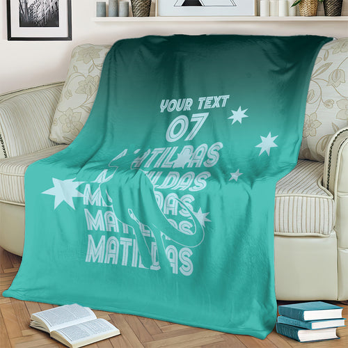 Australia Soccer Matildas Custom Blanket Turquoise Basic Gradient