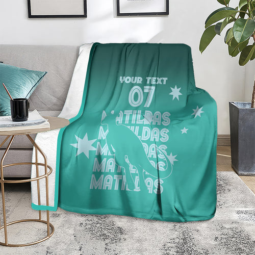 Australia Soccer Matildas Custom Blanket Turquoise Basic Gradient
