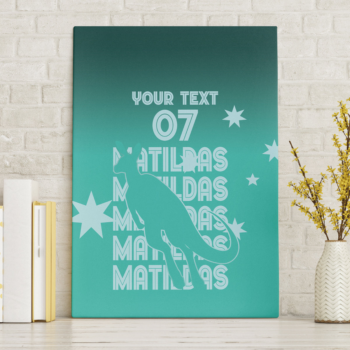 Australia Soccer Matildas Custom Canvas Wall Art Turquoise Basic Gradient
