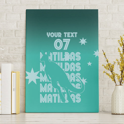 Australia Soccer Matildas Custom Canvas Wall Art Turquoise Basic Gradient