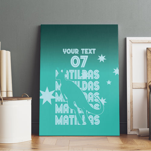 Australia Soccer Matildas Custom Canvas Wall Art Turquoise Basic Gradient