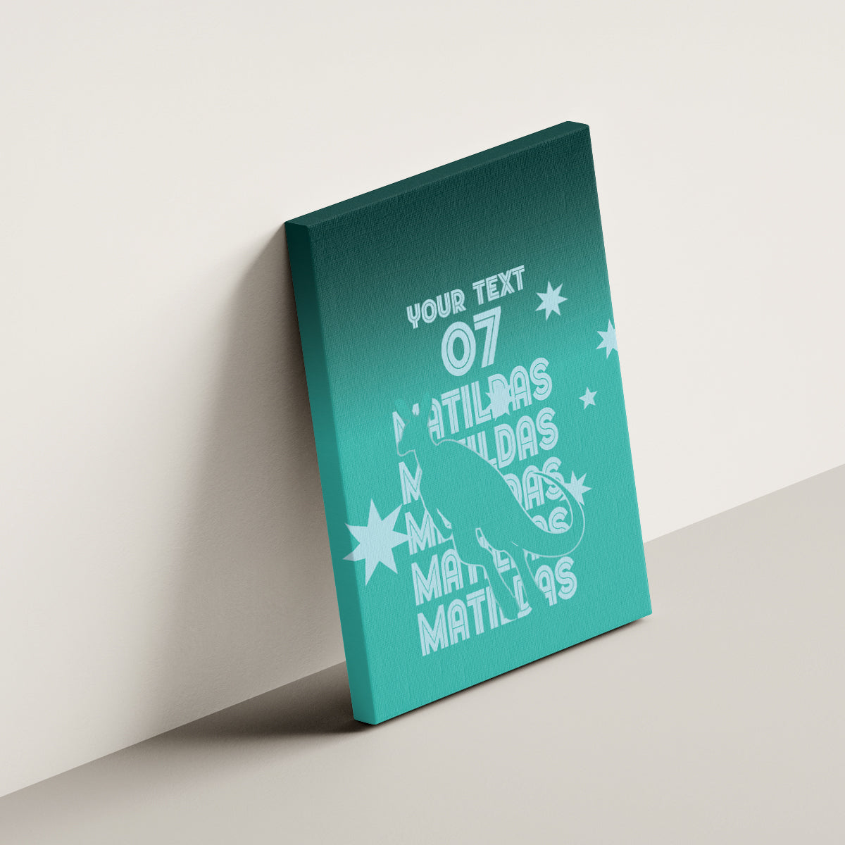 Australia Soccer Matildas Custom Canvas Wall Art Turquoise Basic Gradient