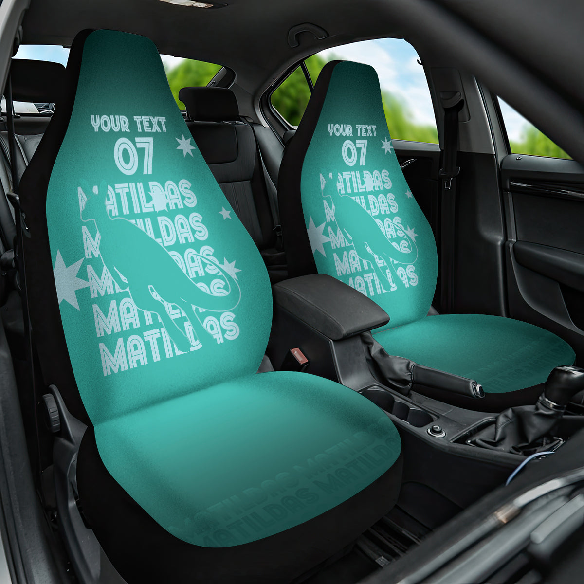 Australia Soccer Matildas Custom Car Seat Cover Turquoise Basic Gradient