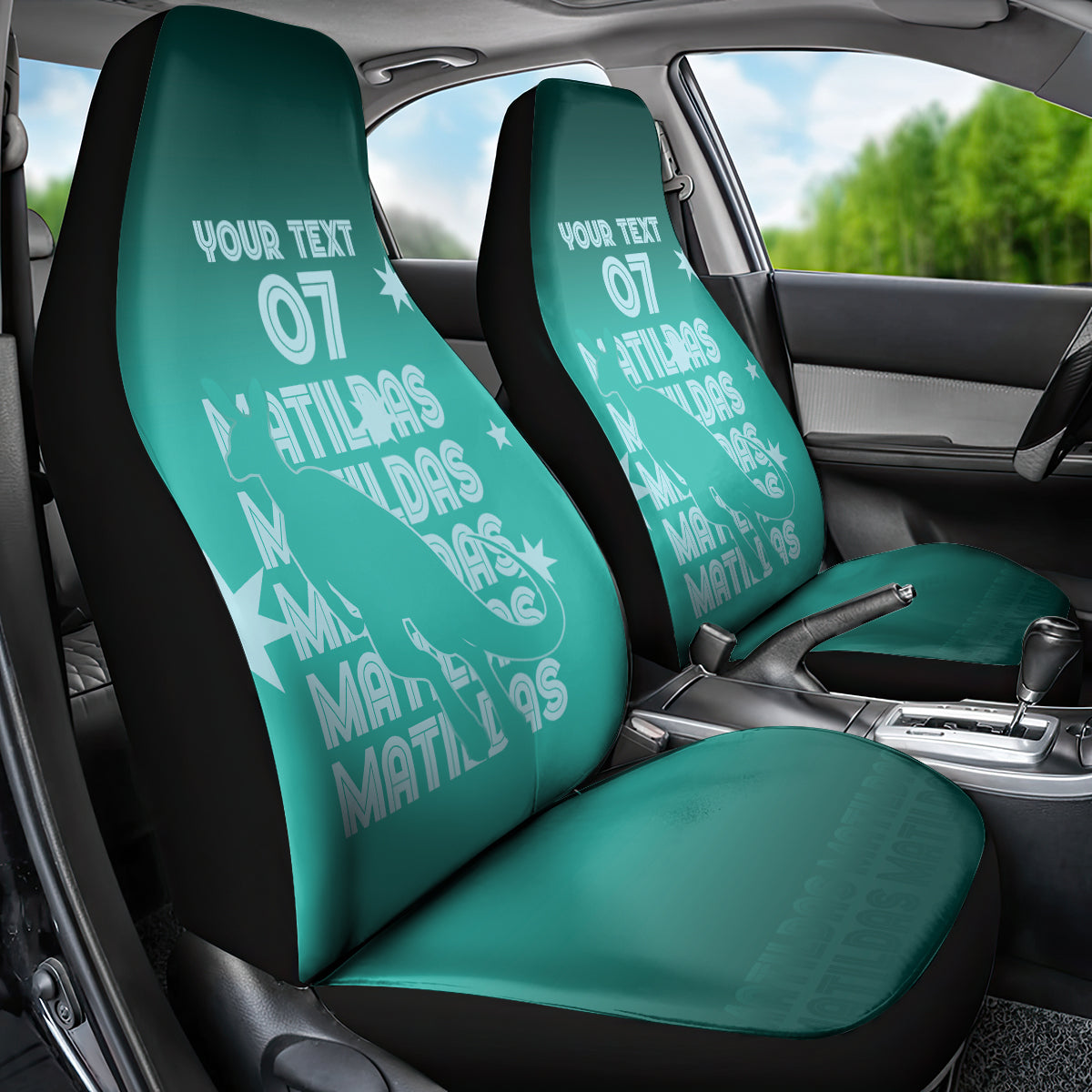 Australia Soccer Matildas Custom Car Seat Cover Turquoise Basic Gradient