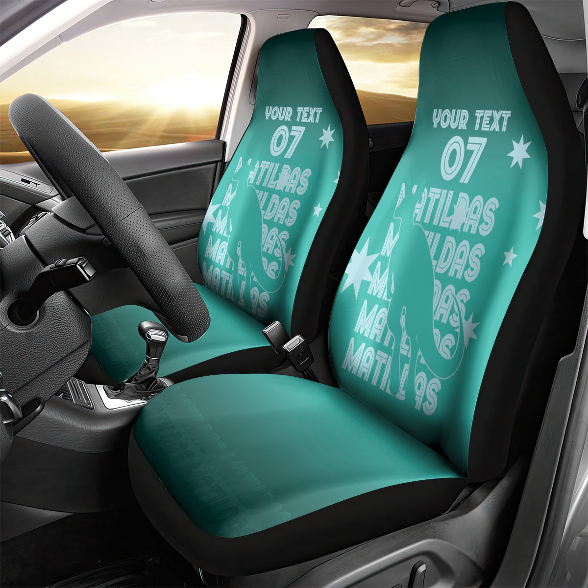 Australia Soccer Matildas Custom Car Seat Cover Turquoise Basic Gradient
