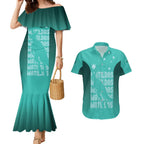 Australia Soccer Matildas Custom Couples Matching Mermaid Dress and Hawaiian Shirt Turquoise Basic Gradient